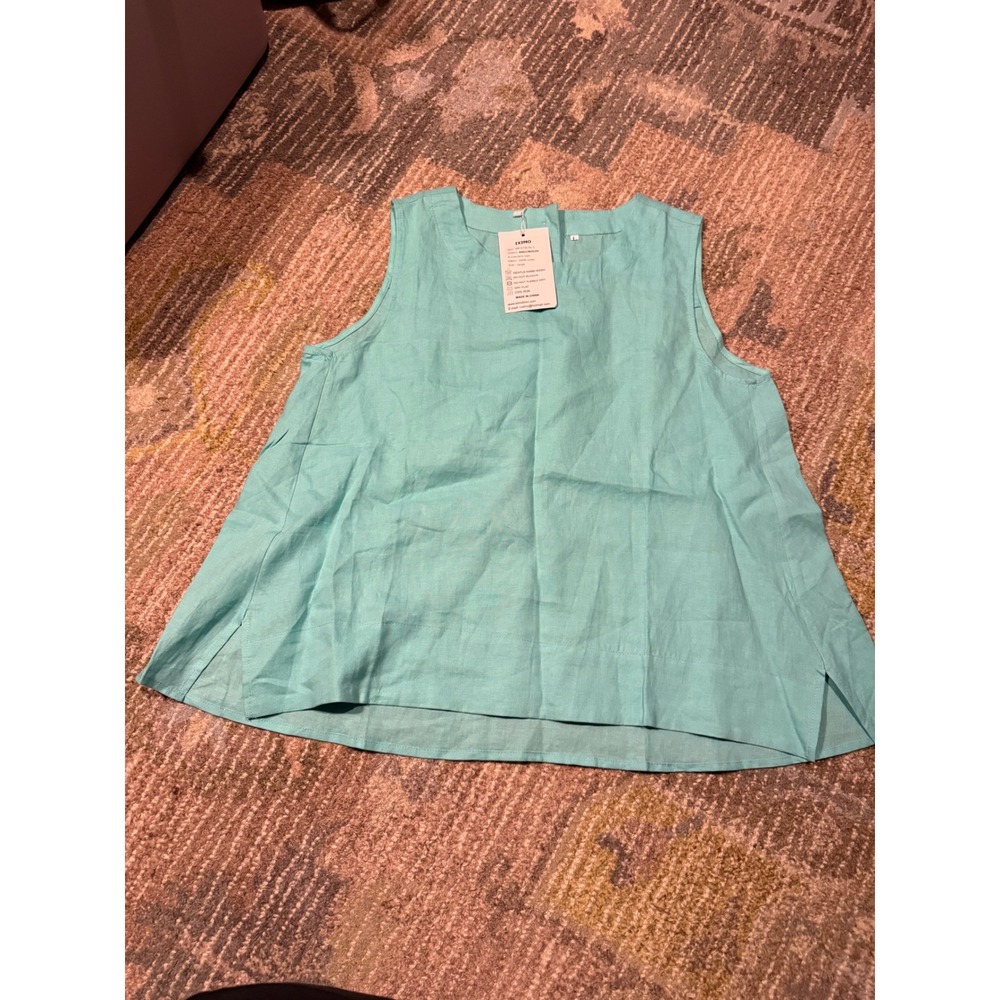 Iximo Sleeveless Linen Blend‎ Top Flowy A Line Mint Green Casual Summer Blouse
